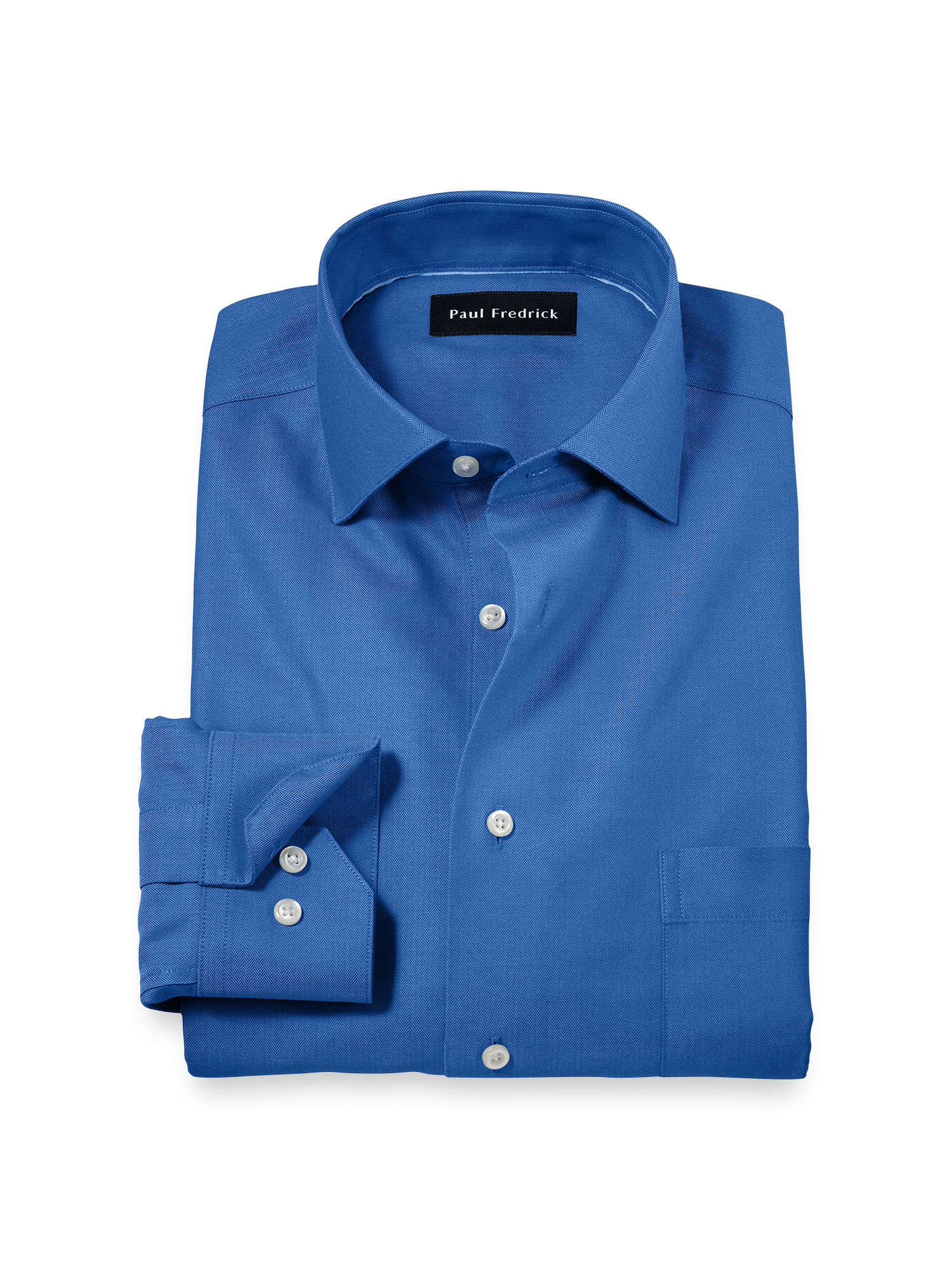 Product Image of Comfort Stretch Non-iron Herringbone Dress Shirt-Cobalt