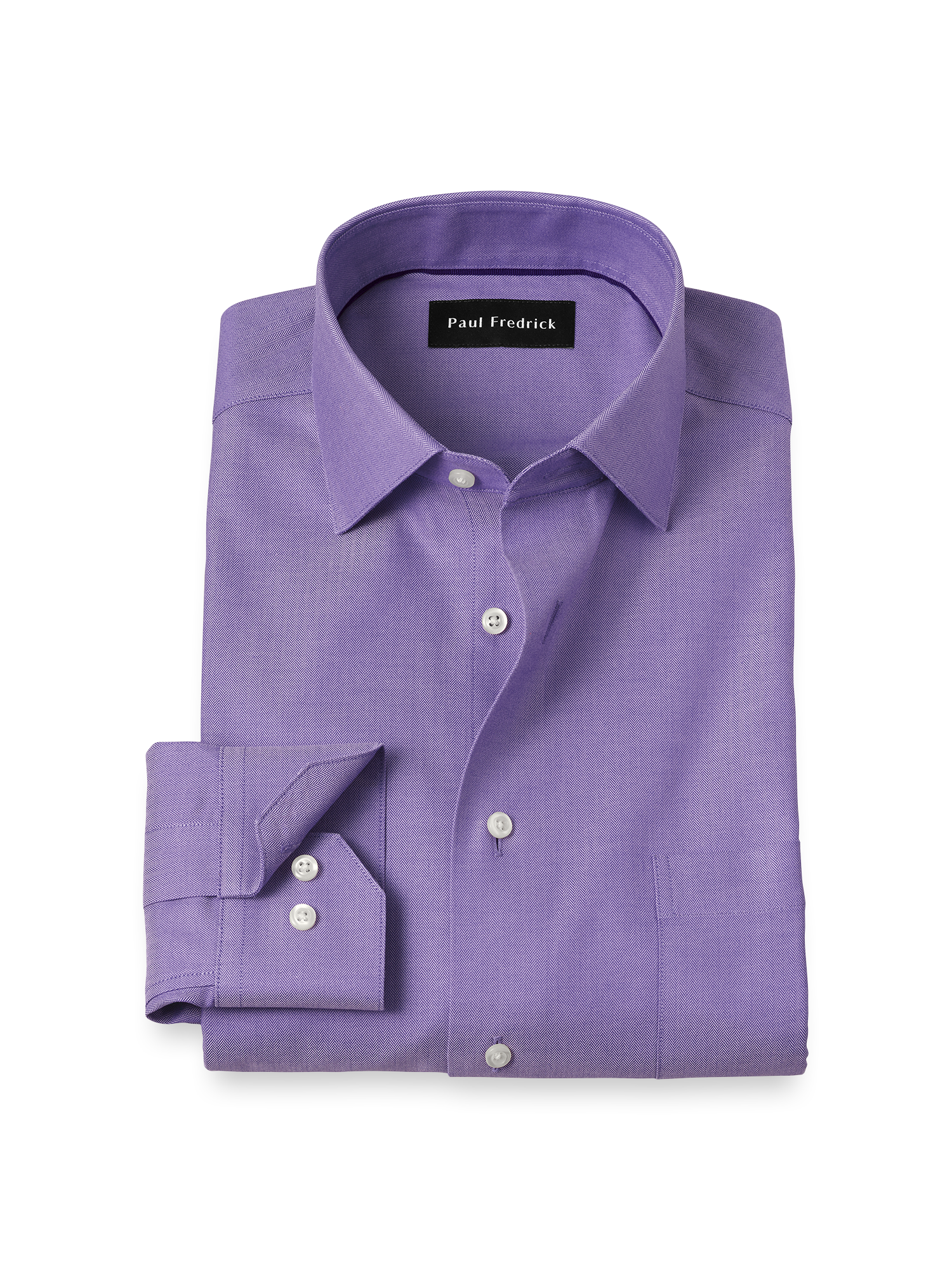 Product Image of Comfort Stretch Non-iron Herringbone Dress Shirt-Purple