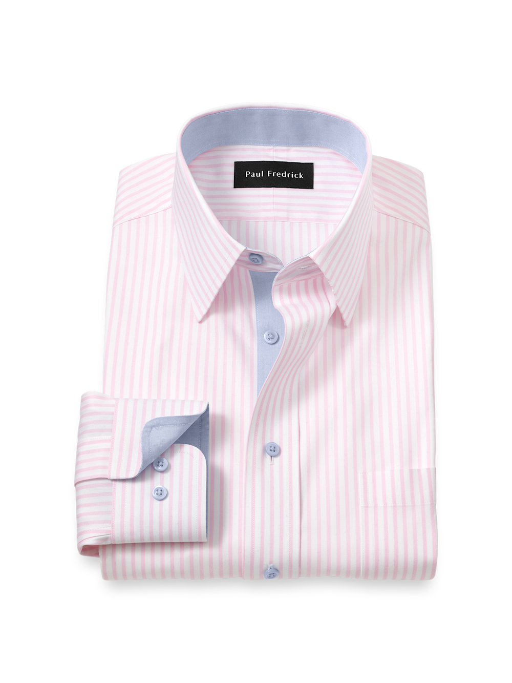 Product Image of Comfort Stretch Non-iron Stripe Dress Shirt With Contrast Trim-Pink
