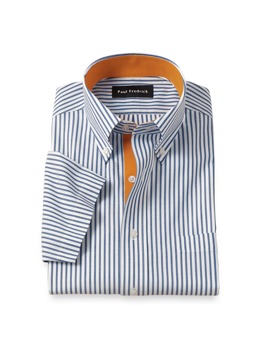 Product Image of Comfort Stretch Non-iron Stripe Dress Shirt With Contrast Trim-Blue