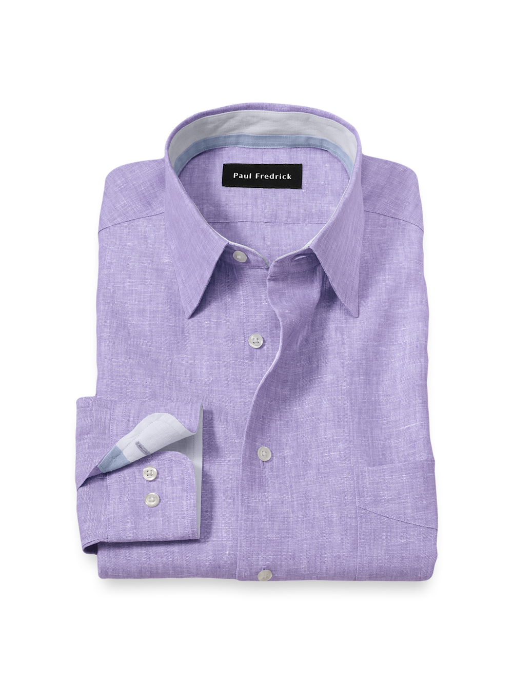 Non-Iron Linen Solid Dress Shirt With Contrast Trim - Lavender - Classic Fit / 15 / 32 Non-Iron Linen Solid Dress Shirt With Contrast Trim - Lavender - Classic Fit / 15 / 32