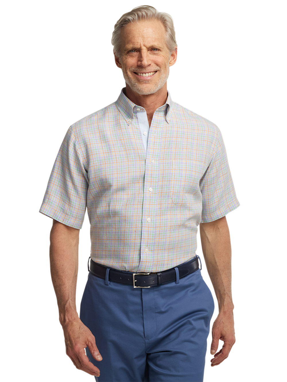 Alternate Image of Non-iron Linen Plaid Dress Shirt With Contrast Trim-1