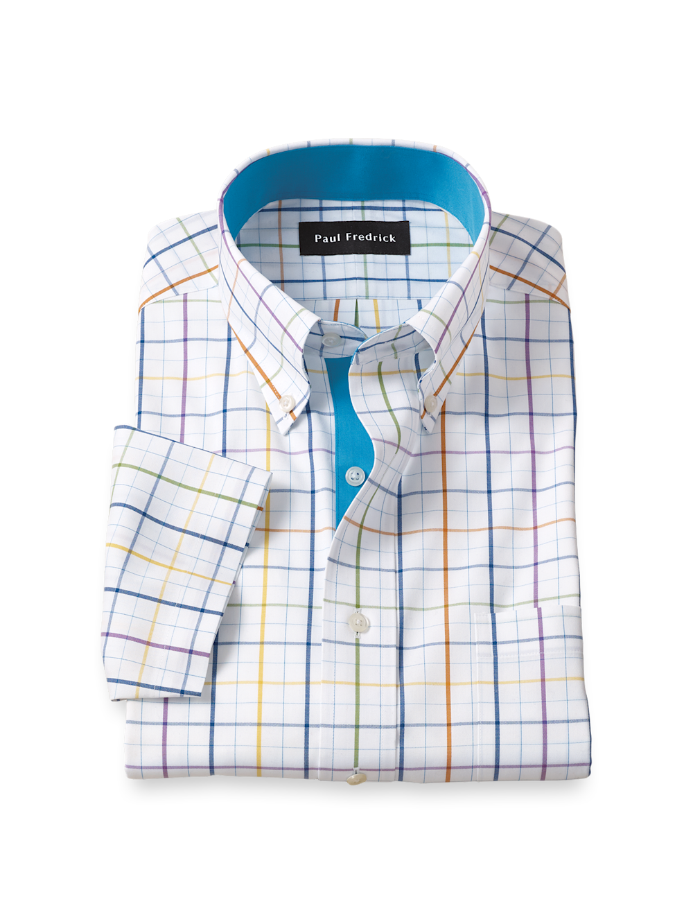 Product Image of Comfort Stretch Non-iron Tattersall Dress Shirt With Contrast Trim-Multi