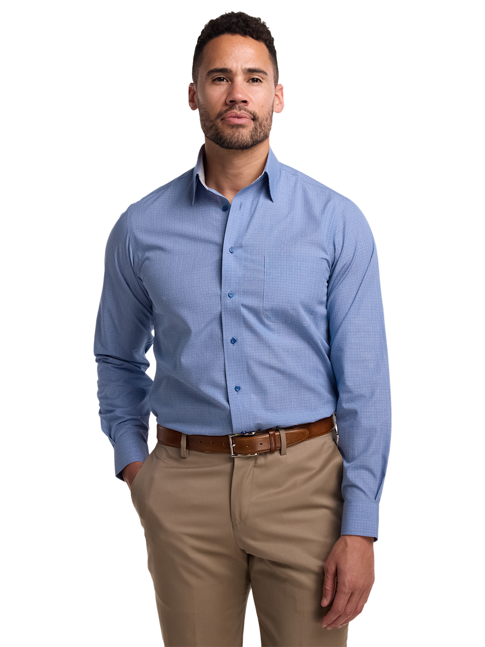 Alternate Image of Non-iron Cotton Solid Dress Shirt With Contrast Trim-1