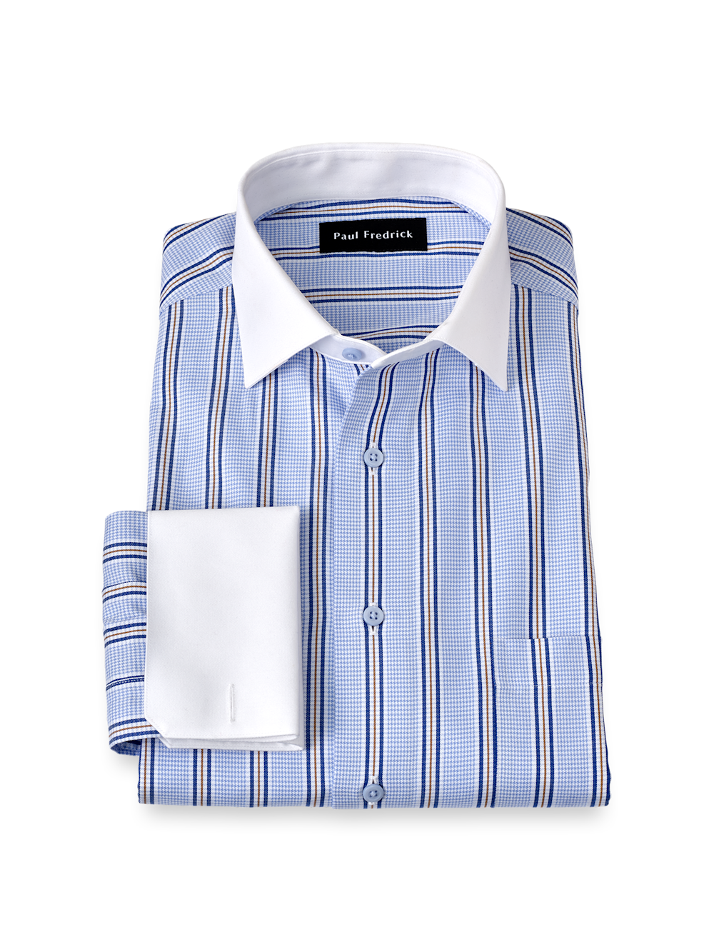 Product Image of Non-iron Cotton Stripe Dress Shirt-Blue