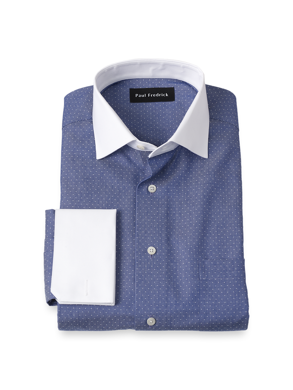 Product Image of Non-iron Cotton Dot Dress Shirt-Blue
