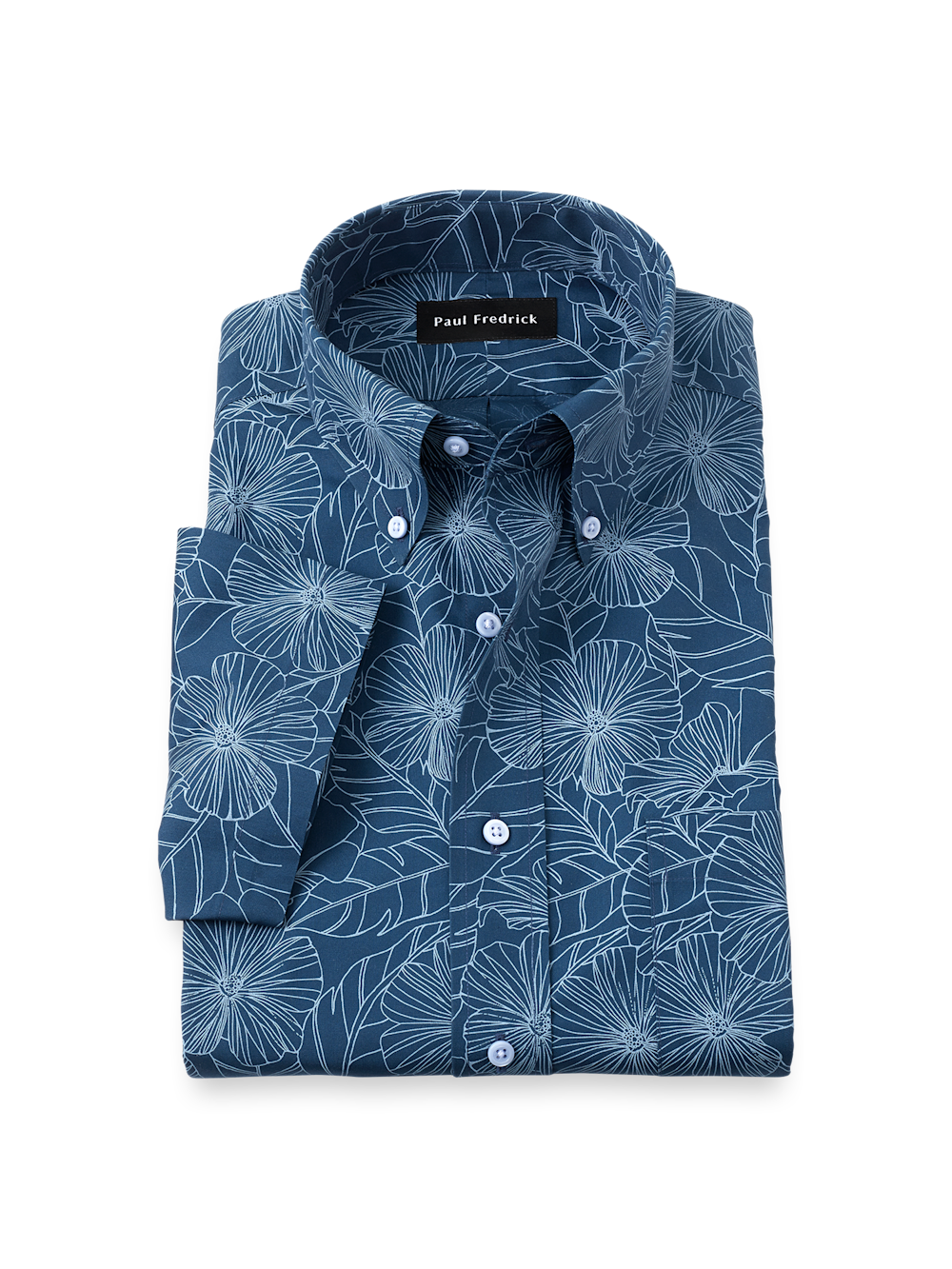 Product Image of Non-iron Cotton Floral Dress Shirt-Navy/Teal