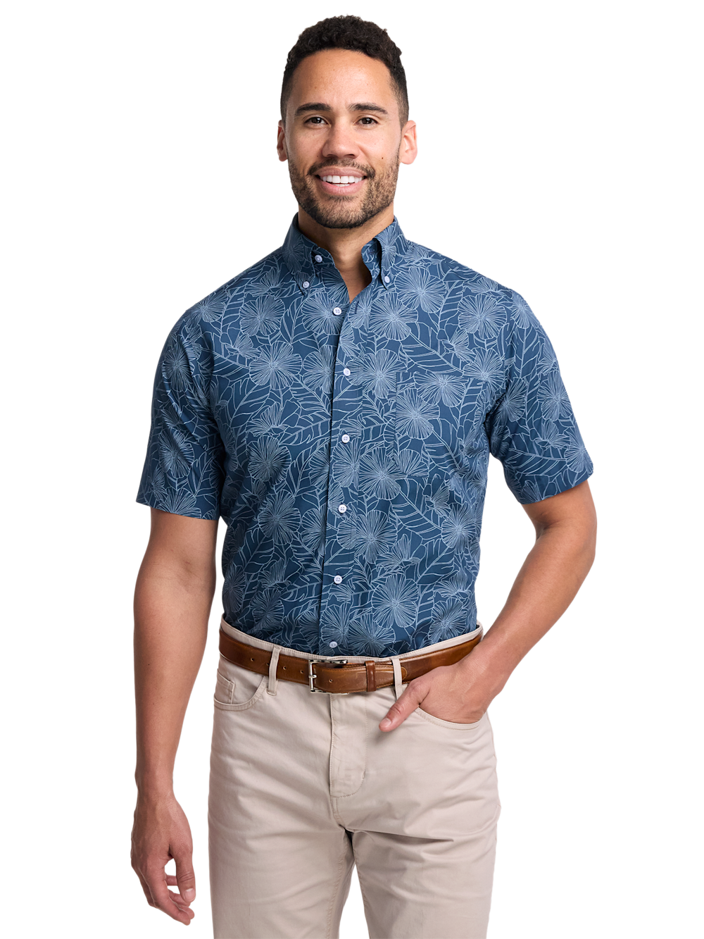 Alternate Image of Non-iron Cotton Floral Dress Shirt-1