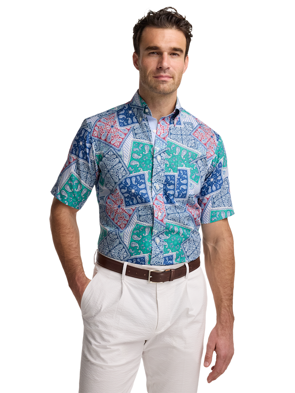 Alternate Image of Non-iron Cotton Bandana Dress Shirt With Contrast Trim-1