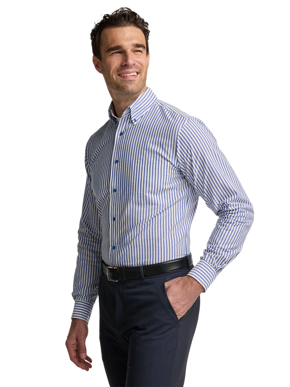Alternate Image of Seersucker Stripe Dress Shirt With Contrast Trim-1