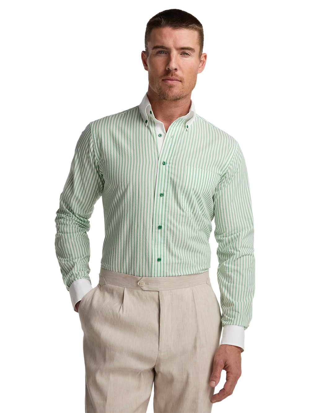 Alternate Image of Seersucker Stripe Dress Shirt With Contrast Trim-1