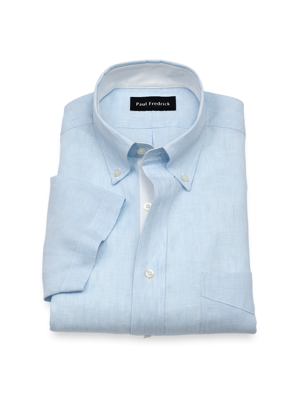 Product Image of Non-iron Linen Solid Dress Shirt With Contrast Trim-Light Blue