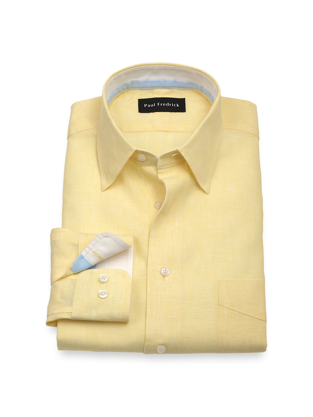 Product Image of Non-iron Linen Solid Dress Shirt With Contrast Trim-Light Yellow