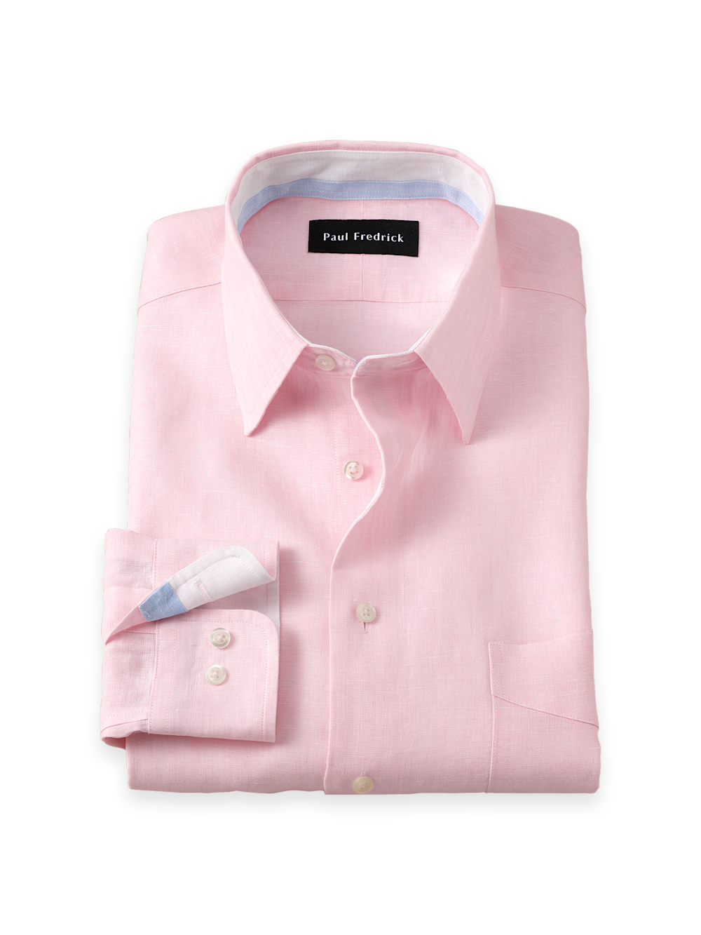 Product Image of Non-iron Linen Solid Dress Shirt With Contrast Trim-Pink