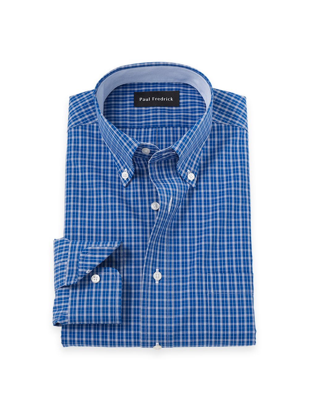 C/f Non-iron Cotton Check Button Down Collar Button Cuff With Contrast Trim
