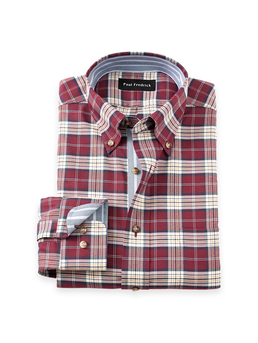 Non-Iron Thermolite Flannel Plaid Dress Shirt With Contrast Trim
