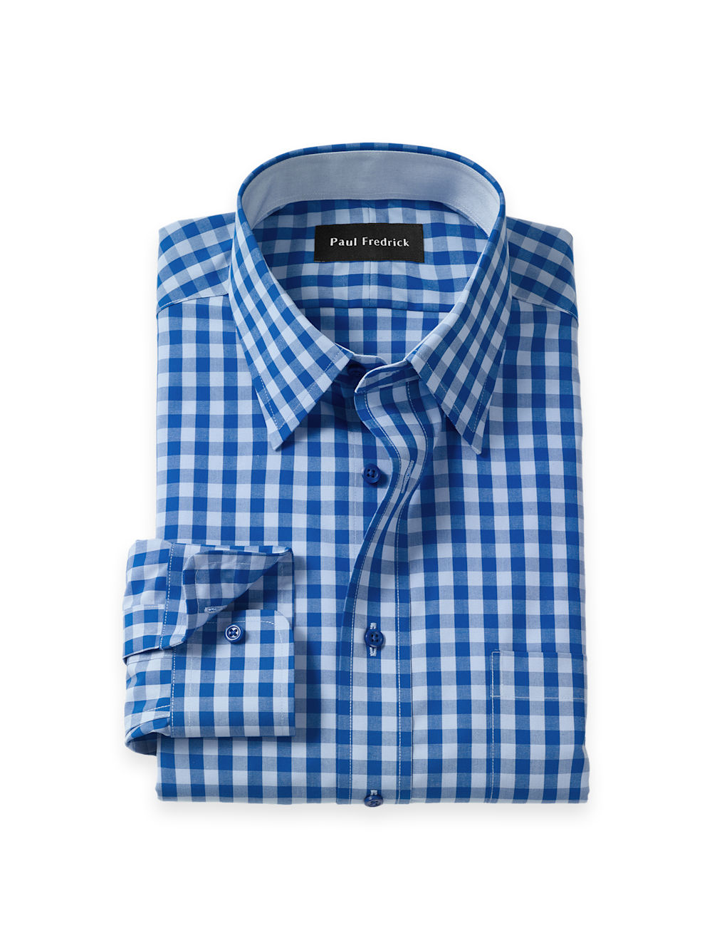 S/f Non-iron Cotton Check Point Collar Dress Shirt With Contrast Trim