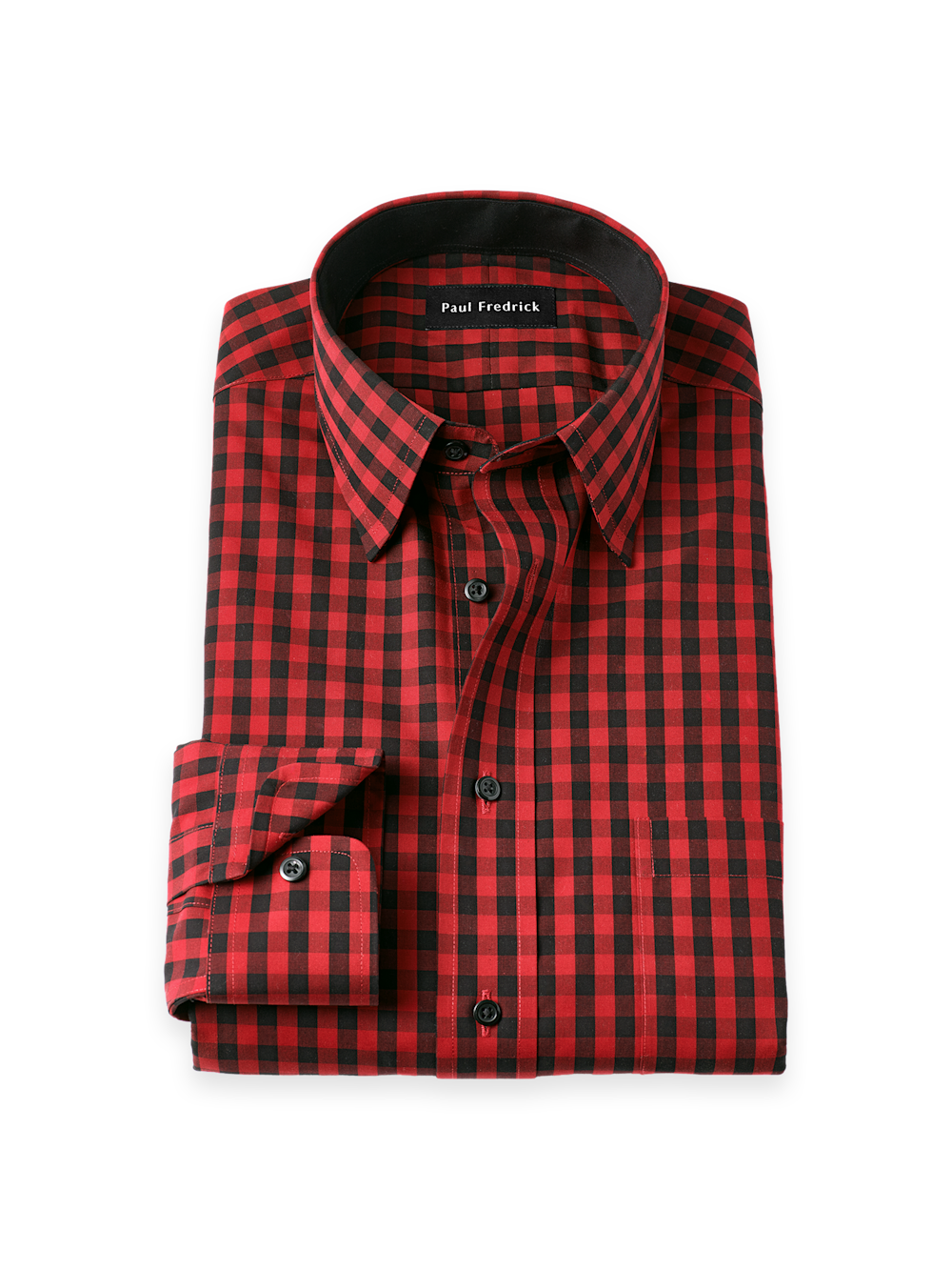 S/f Non-iron Cotton Check Point Collar Dress Shirt With Contrast Trim