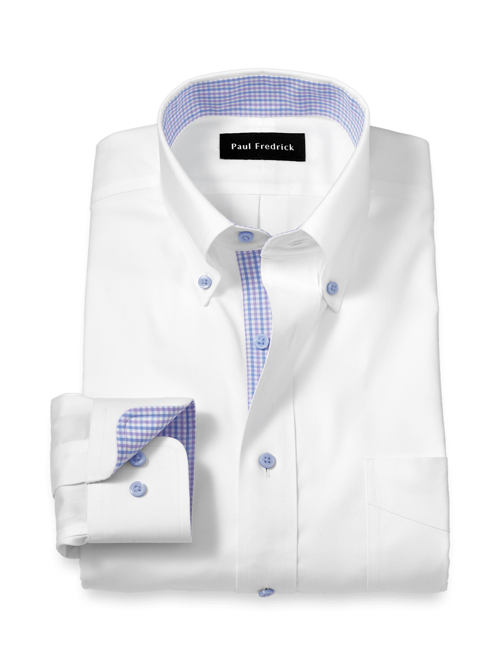 Product Image of Comfort Stretch Non-iron Solid Dress Shirt With Contrast Trim-White