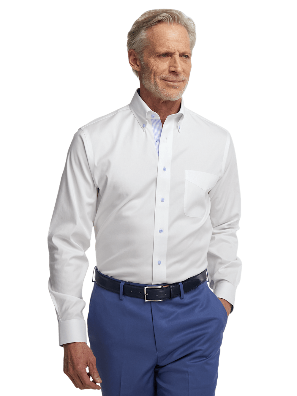 Alternate Image of Comfort Stretch Non-iron Solid Dress Shirt With Contrast Trim-1
