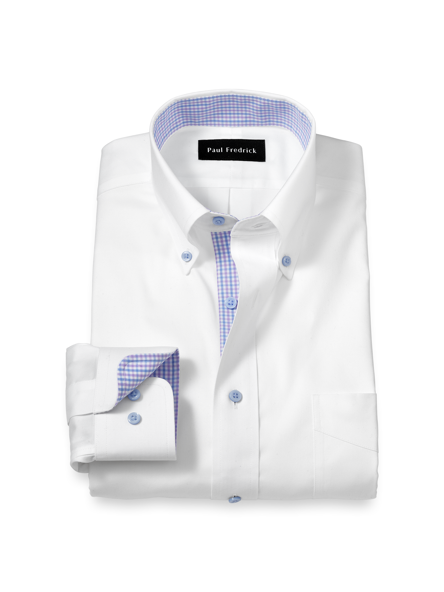 Product Image of Comfort Stretch Non-iron Solid Dress Shirt With Contrast Trim-White