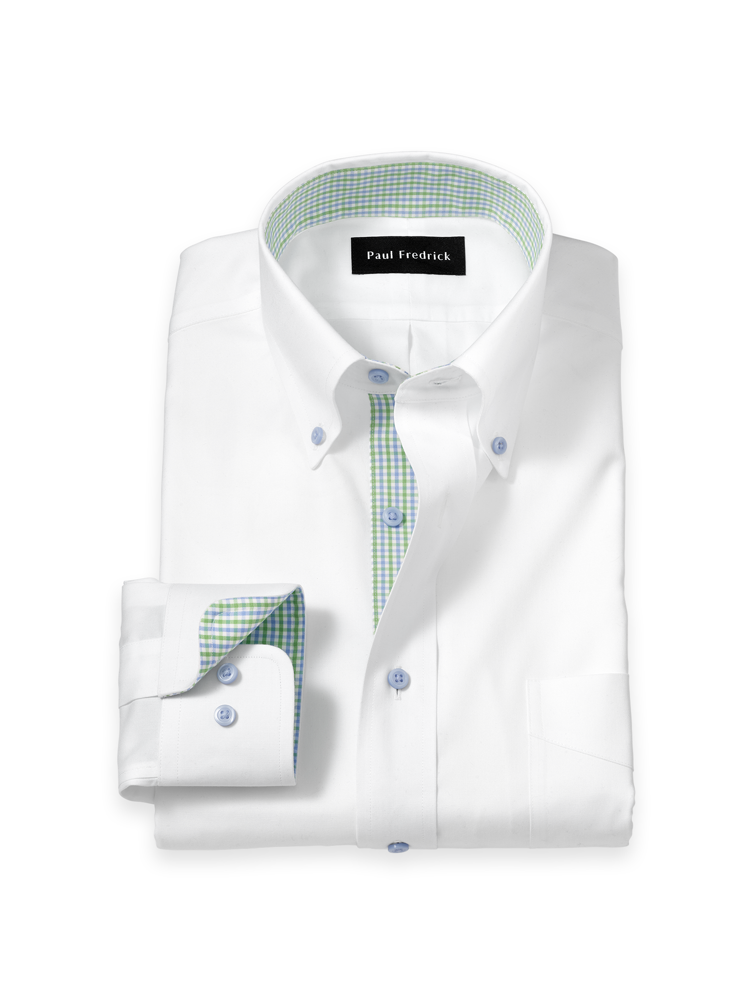 Comfort Stretch Non-Iron Solid Dress Shirt With Contrast Trim - White