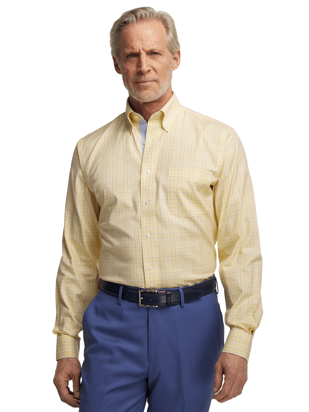 Alternate Image of Comfort Stretch Non-iron Check Dress Shirt With Contrast Trim-1