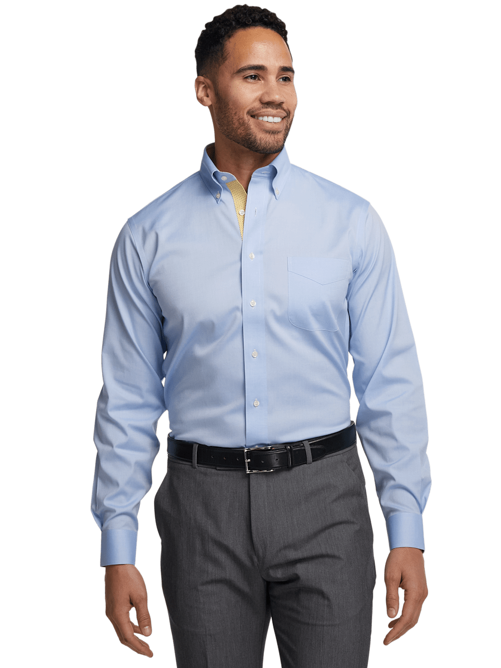 Alternate Image of Comfort Stretch Non-iron Solid Dress Shirt With Contrast Trim-1