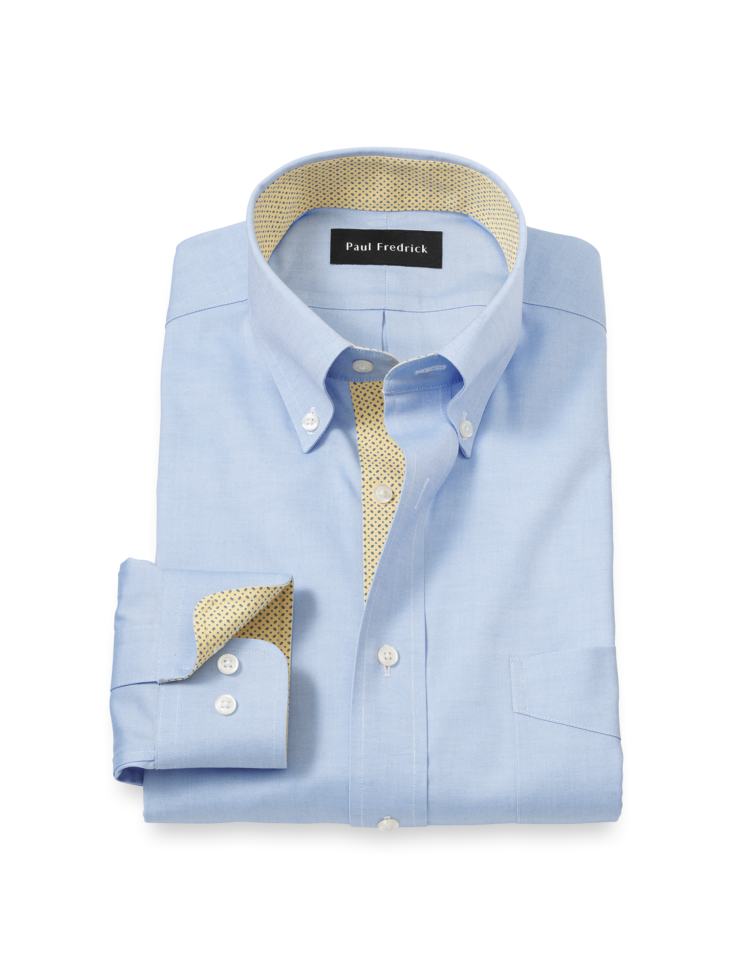 Comfort Stretch Non-Iron Solid Dress Shirt With Contrast Trim - Blue/yellow