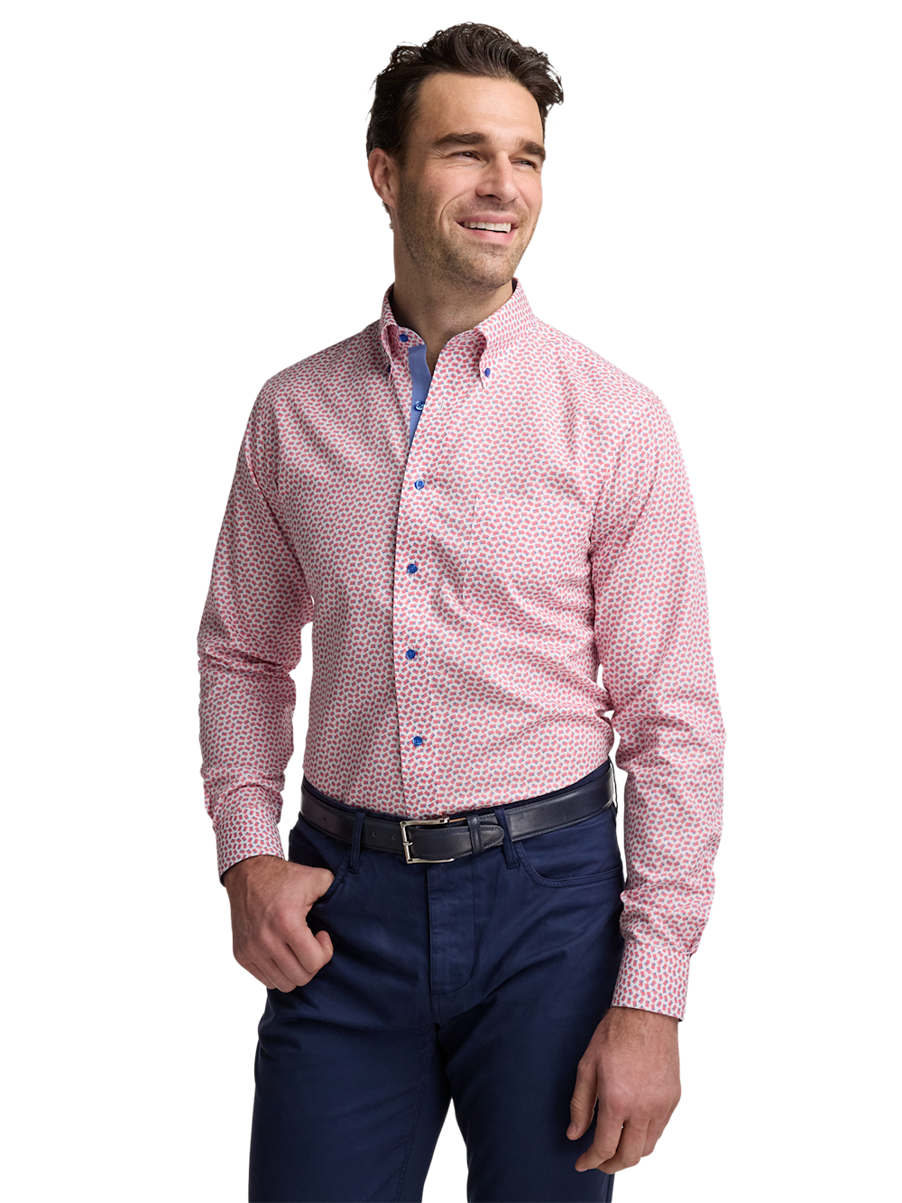 Alternate Image of Non-iron Cotton American Flag Dress Shirt With Contrast Trim-1