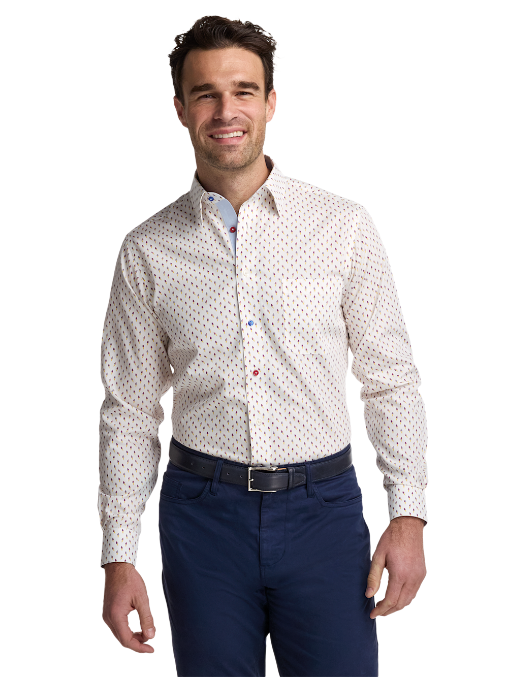 Alternate Image of Non-iron Cotton Ice Cream Cone Dress Shirt With Contrast Trim-1