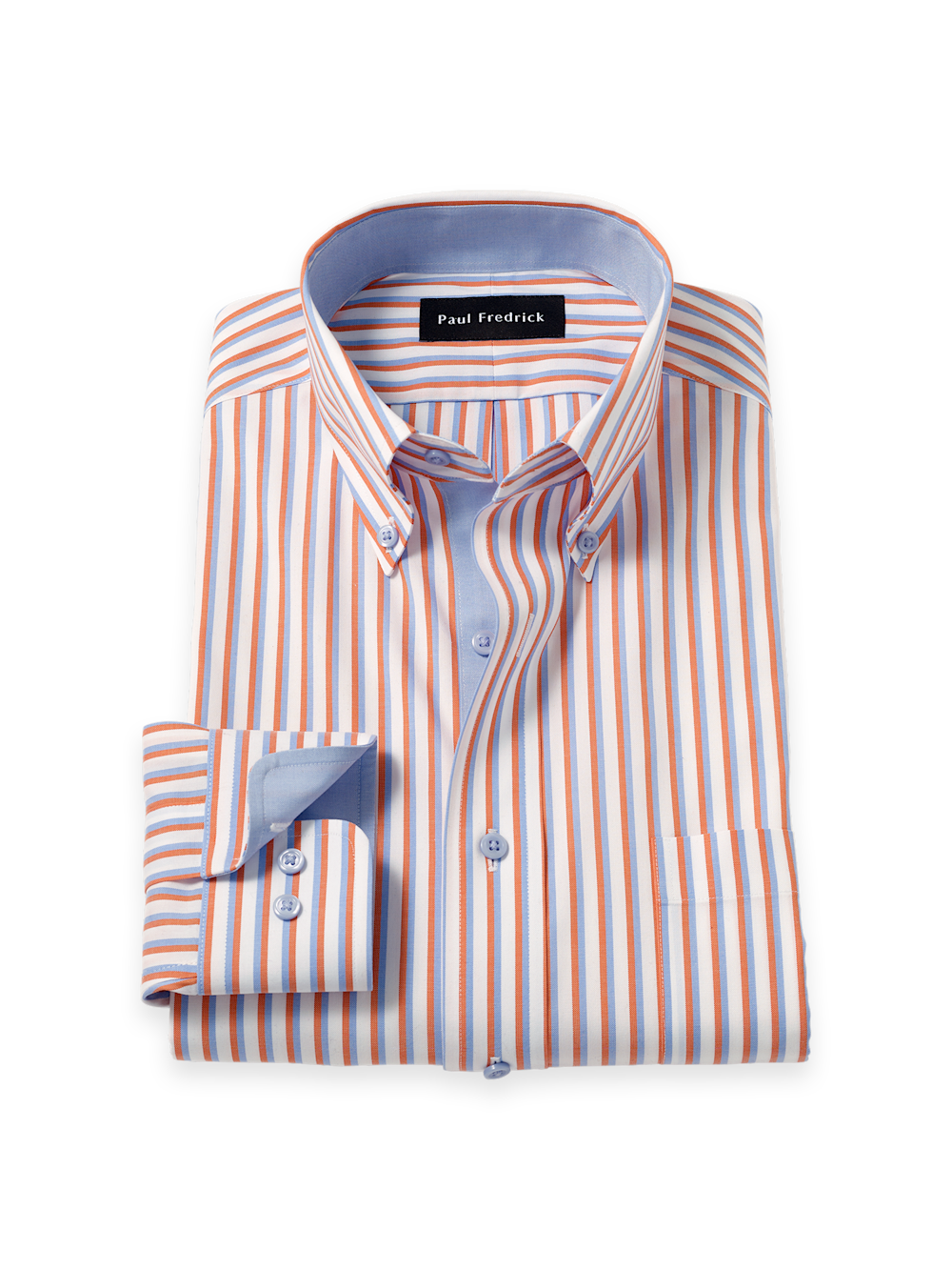 Product Image of Comfort Stretch Non-iron Stripe Dress Shirt With Contrast Trim-1