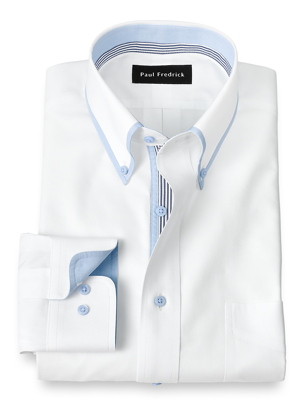 Non Iron Cotton Solid Dress Shirt With Contrast Trim White Classic Fit 15 32