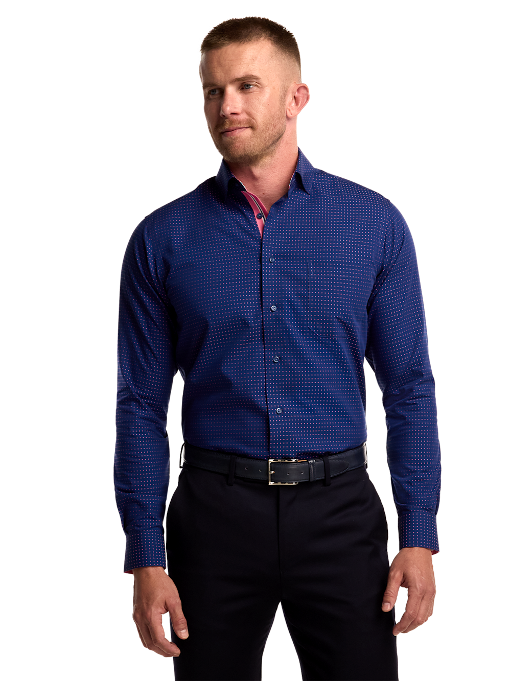 Alternate Image of Non-iron Cotton Dot Dress Shirt With Contrast Trim-1