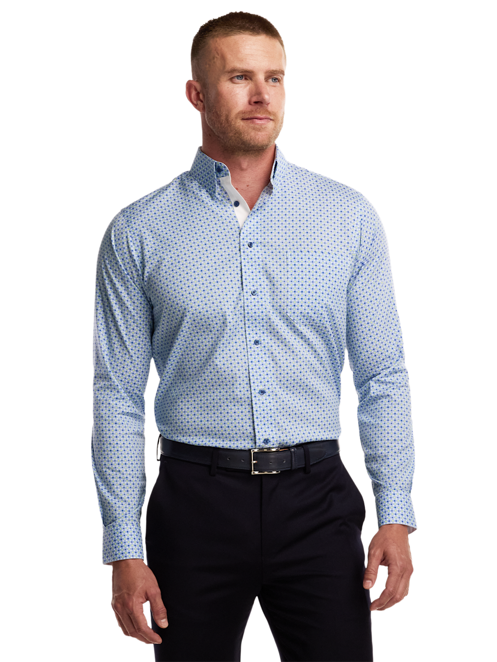 Alternate Image of Comfort Stretch Non-iron Geometric Dress Shirt With Contrast Trim-1
