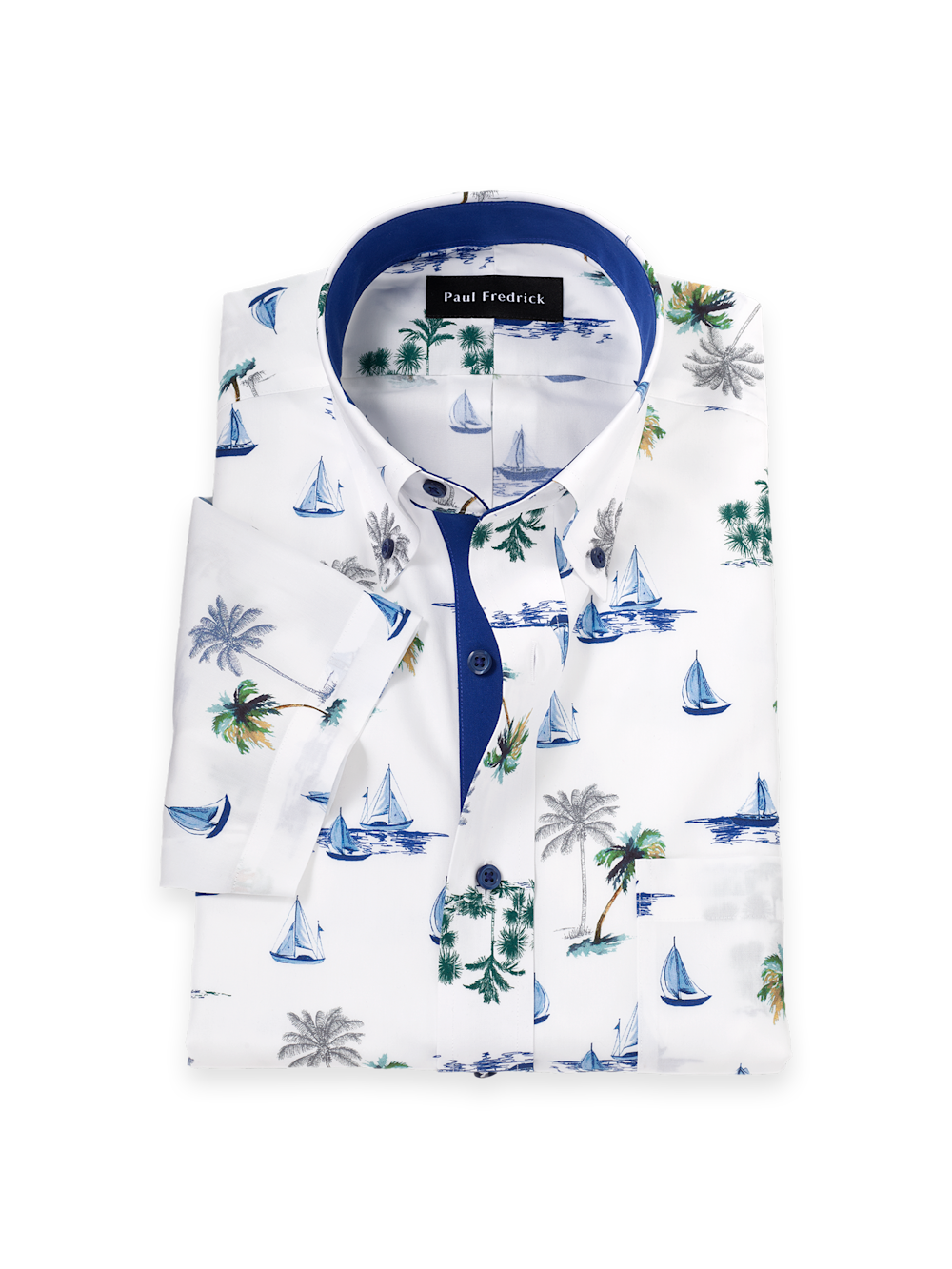 Product Image of Non-iron Cotton Novelty Dress Shirt With Contrast Trim-White Multi