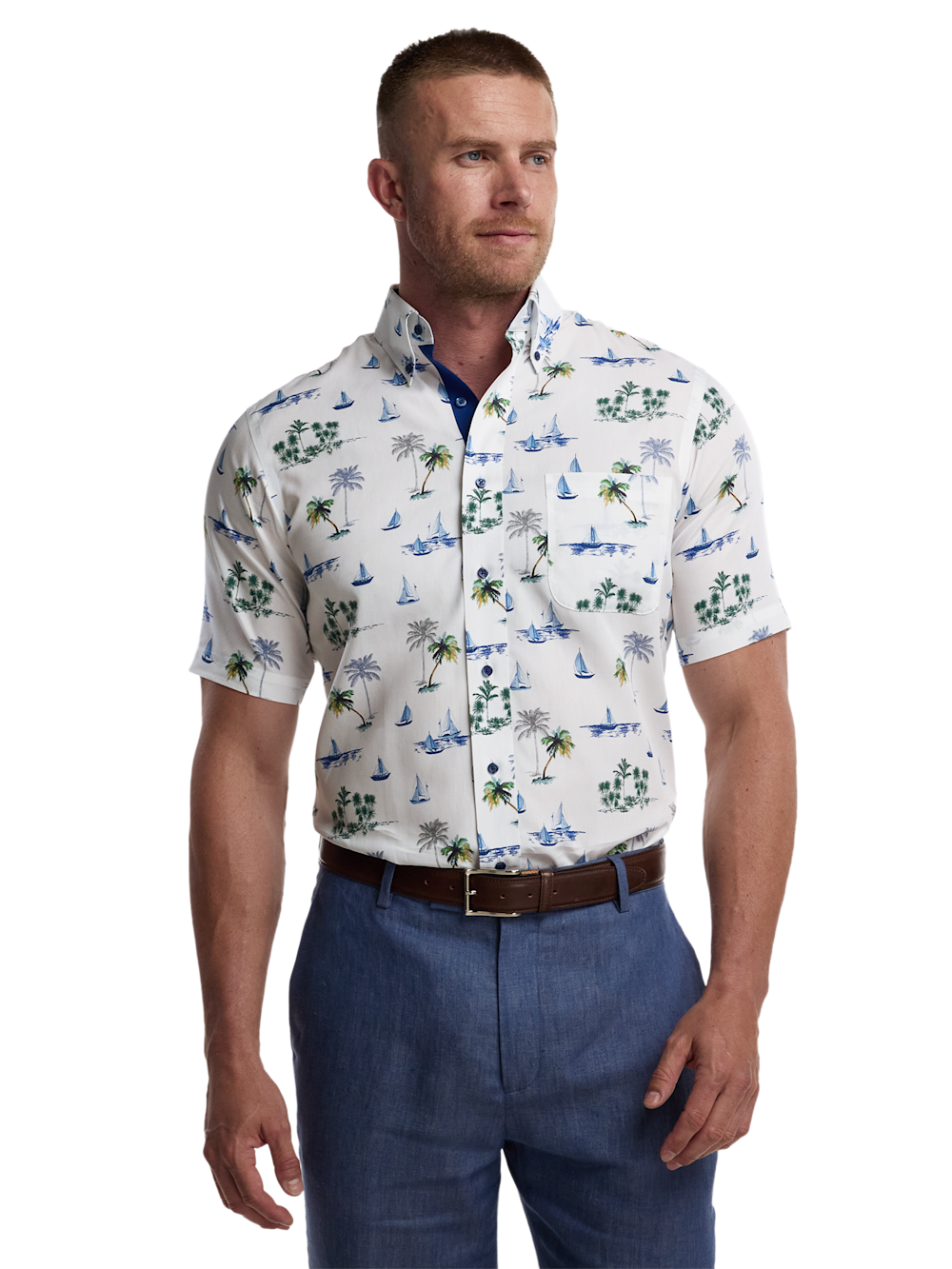 Alternate Image of Non-iron Cotton Novelty Dress Shirt With Contrast Trim-1