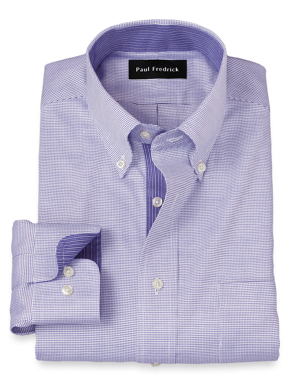 Comfort Stretch Non-Iron Solid Dress Shirt With Contrast Trim