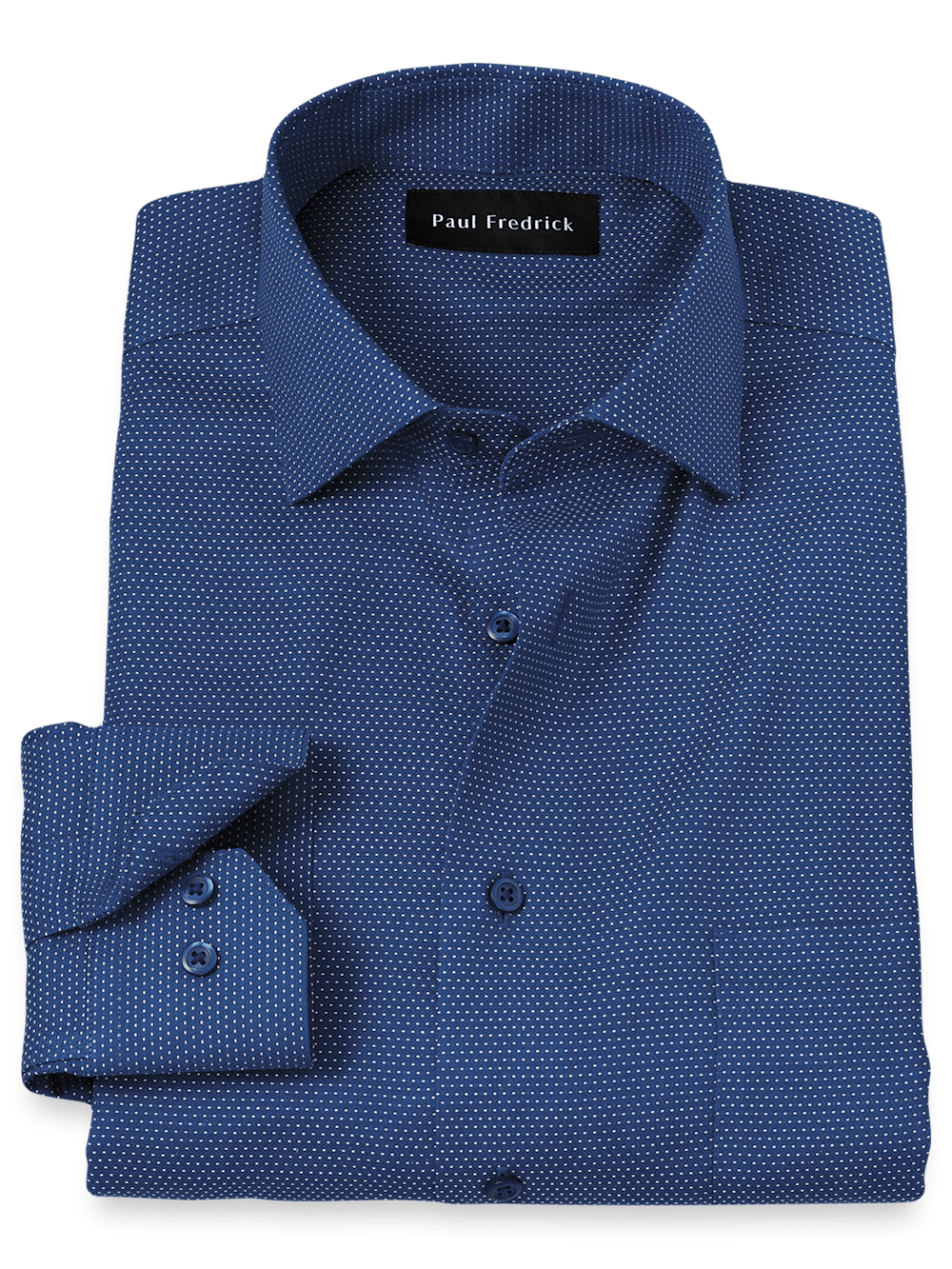 Non-Iron Cotton Dot Dress Shirt - Blue - Classic Fit / 15 / 32 Non-Iron Cotton Dot Dress Shirt - Blue - Classic Fit / 15 / 32