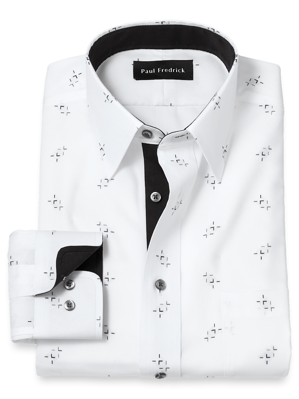 Non-Iron Cotton Houndstooth Dress Shirt - White - Classic Fit / 15 / 32 Non-Iron Cotton Houndstooth Dress Shirt - White - Classic Fit / 15 / 32