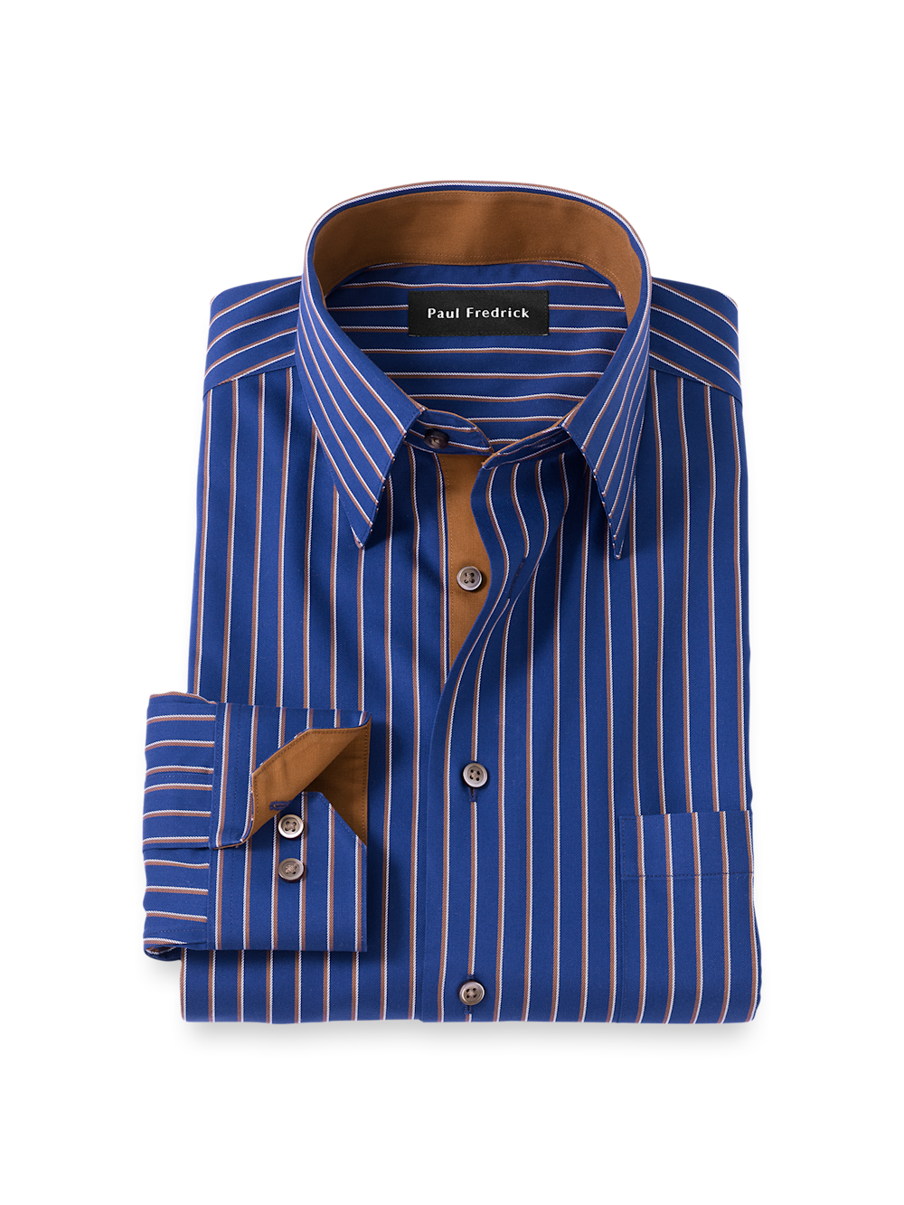 navy blue dress shirts for men Comfort Stretch Non-Iron Stripe Shirt With Contrast Trim - Navy/brown Elisabetta Franchi - Oversized (Slight Color Variation May summer2launch2026 Colour:Bright Green