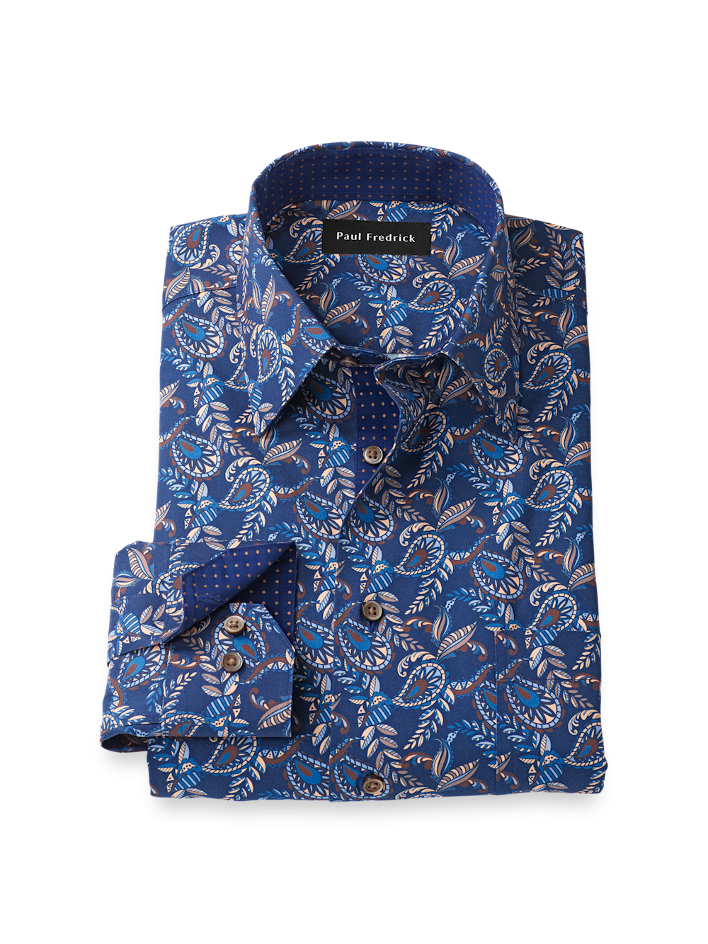 Comfort Stretch Non-Iron Paisley Dress Shirt with Contrast Trim