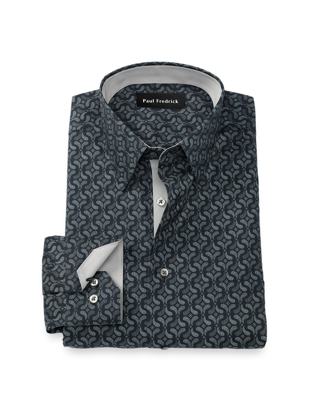 Product Image of Comfort Stretch Non-iron Deco Dress Shirt With Contrast Trim-Black/Grey