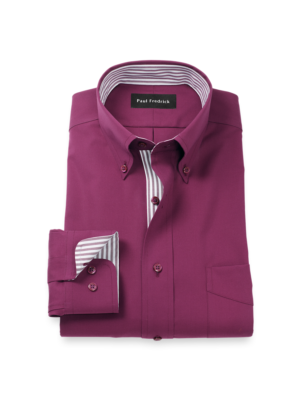 Product Image of Comfort Stretch Non-iron Solid Dress Shirt With Contrast Trim-Burgundy