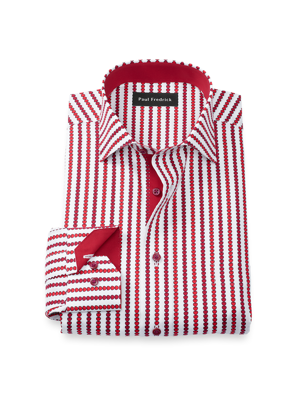 red and white mens dress shirt Valentine's Day Comfort Stretch Non-Iron Heart Dress Shirt With Contrast Trim