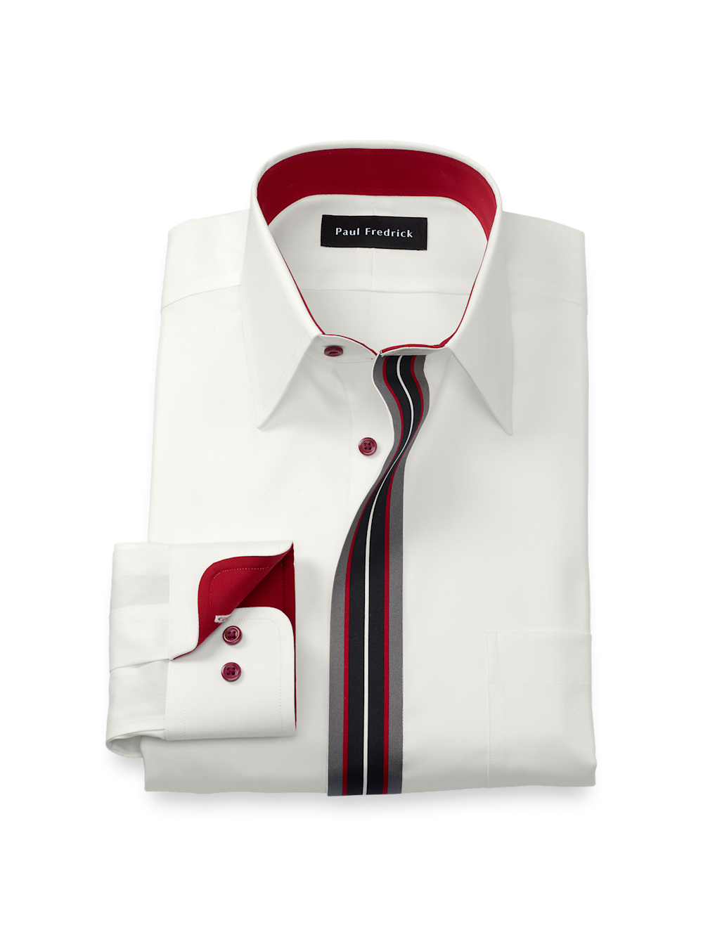 Product Image of Comfort Stretch Non-iron Solid Dress Shirt With Contrast Trim-White
