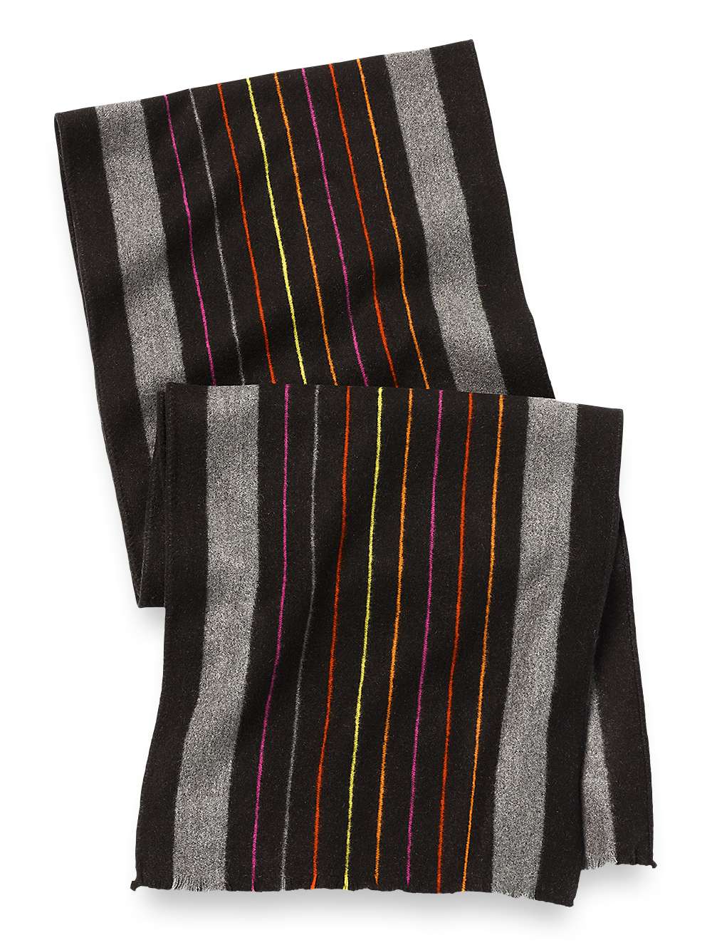 Product Image of Stripe Brushed Silk Scarf-Black Multi