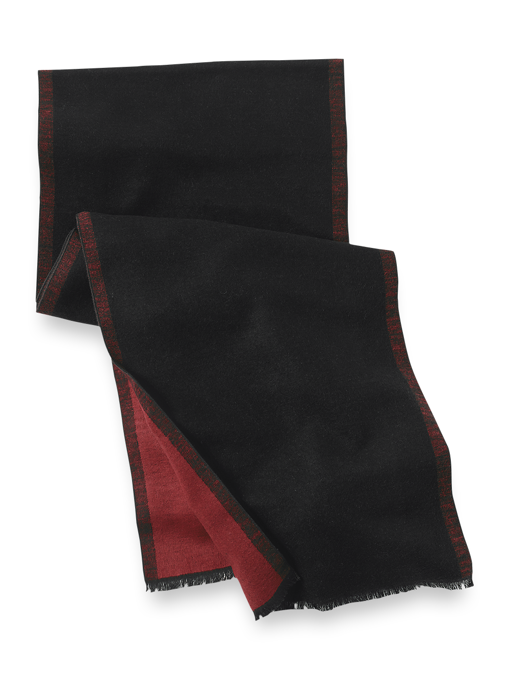 Product Image of Solid Reversible Brushed Silk Scarf-Black/Red