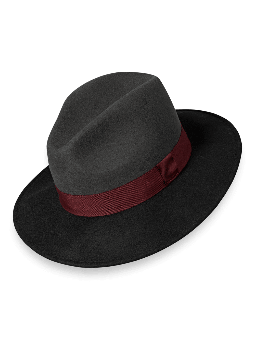 Product Image of Wool Fedora With Ribbon Band-Grey/Black