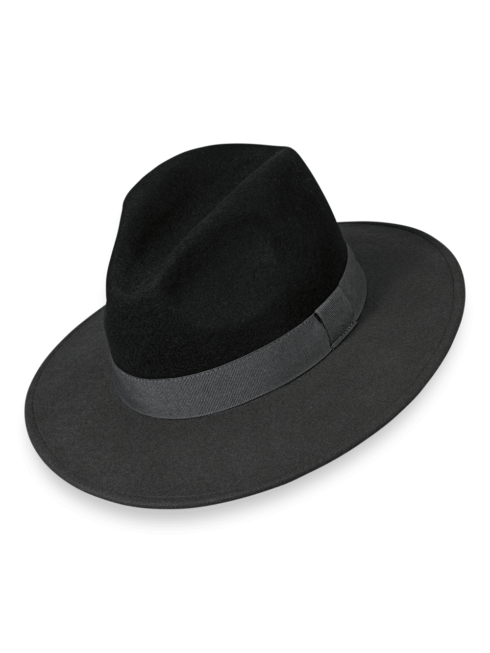 Product Image of Wool Fedora With Ribbon Band-Black/Grey